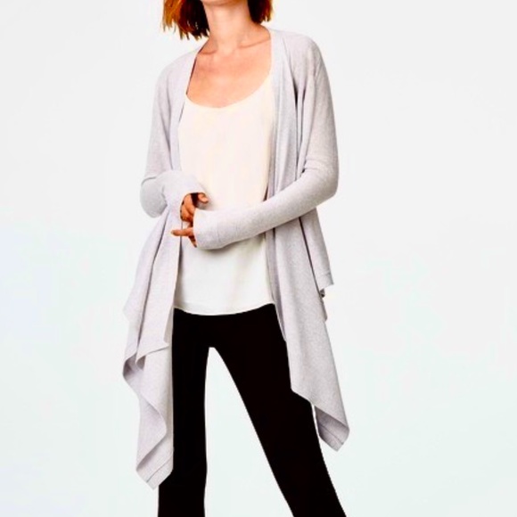 Club Monaco Sweaters - Club Monaco Gray Open Front Lightweight Wool Waterfall Drapey Cardigan